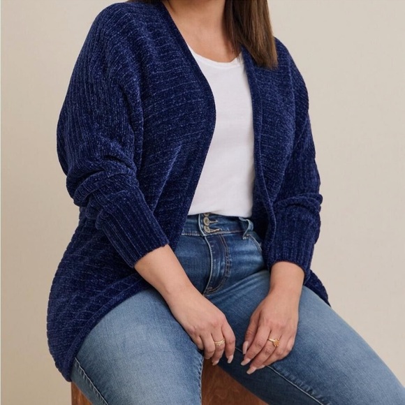 Torrid Chenille Cocoon Open Front Ribbed Sweater size 1 - Picture 1 of 13